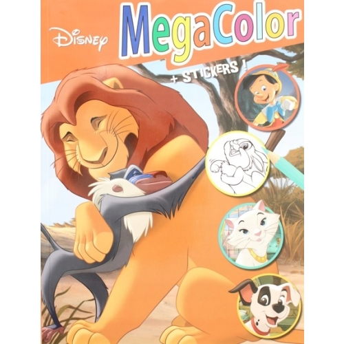 KOLOROWANKA DISNEY MEGA COLOR KRÓL LEW PINOKIO KOTKA MARIE Z NAKLEJKAMI