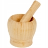 Moździerz wykonany z bambusowego solidnego drewna z tłuczkiem 9 cm Mocny