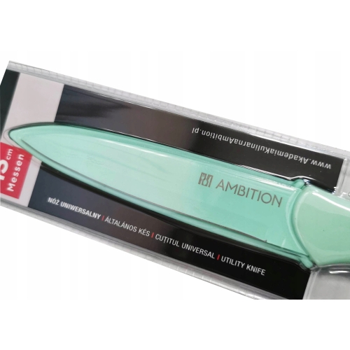NÓŻ AMBITION 24 CM OSTRZE 13 CM Z POWŁOKA NIEPRZYWIERAJĄCĄ ZESTAW POKROWIEC