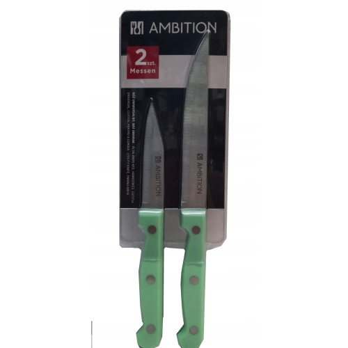 NOŻE AMBITION ZESTAW 2 SZTUKI OBIERAK+UNIWERSALNY STAL NIERDZEWNA 19CM 24CM