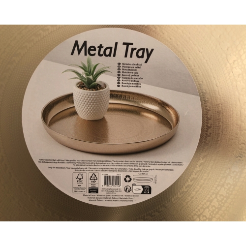 TACA PODSTAWKA DEKORACYJNA TACKA OZDOBNA ZŁOTA METALOWA NA DEKORACJE 34 CM