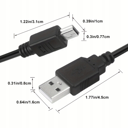 Kabel USB 2.0 A Męski na Mini-B 5-pinowy NIEZAWODNY 20CM SZYBKIE ŁADOWANIE