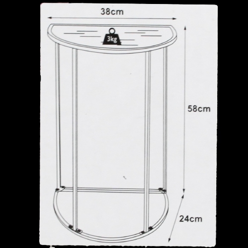STOLIK METALOWY PRZYŚCIENNY CZARNY BLAT OZDOBNY na kwiaty wazon 38x24x58 cm