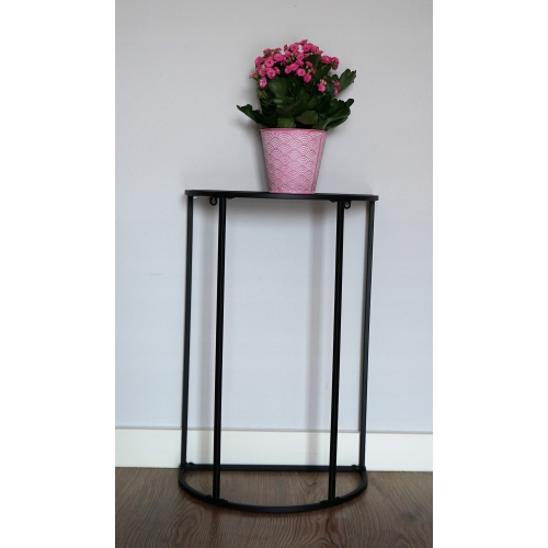 STOLIK METALOWY PRZYŚCIENNY CZARNY BLAT OZDOBNY na kwiaty wazon 38x24x58 cm