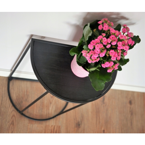 STOLIK METALOWY PRZYŚCIENNY CZARNY BLAT OZDOBNY na kwiaty wazon 38x24x58 cm