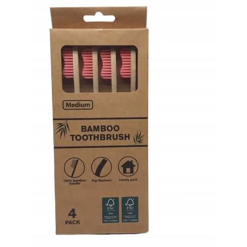 SZCZOTECZKI DO ZĘBÓW 4szt 100% NATURALNY BAMBUS ZIELONE GĘSTE WŁOSIE