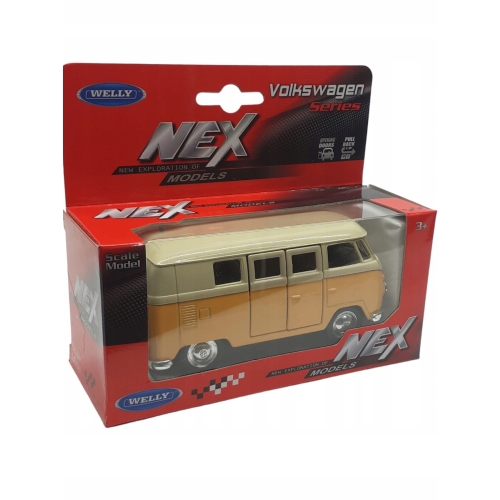 VOLKSWAGEN BUS WELLY MARKOWY METALOWY MODEL SAMOCHODU Z NAPĘDEM SKALA 1:34