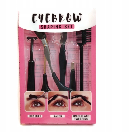 Zestaw do regulacji stylizacji pielęgnacji kształtu brwi 5w1 Eyebrow różowy