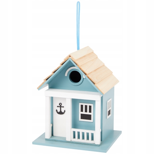 DREWNIANY DOMEK BUDKA DLA PTAKÓWZ OTWOREM DEKORACJA DO OGRODU TARASU GREEN