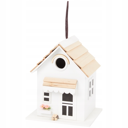 DREWNIANY DOMEK BUDKA DLA PTAKÓWZ OTWOREM DEKORACJA DO OGRODU TARASU GREEN