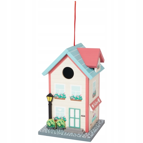 DREWNIANY DOMEK BUDKA DLA PTAKÓWZ OTWOREM DEKORACJA DO OGRODU TARASU GREEN