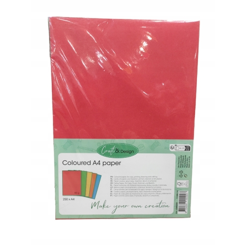 PAPIER KOLOROWY do drukarek rysunków JASNE kolory 250 kartek A4 80 g Craft