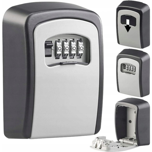 Mini Sejf zamek szyfrowy Kasetka na pieniądze metal Czarna 13,5x13,5cm
