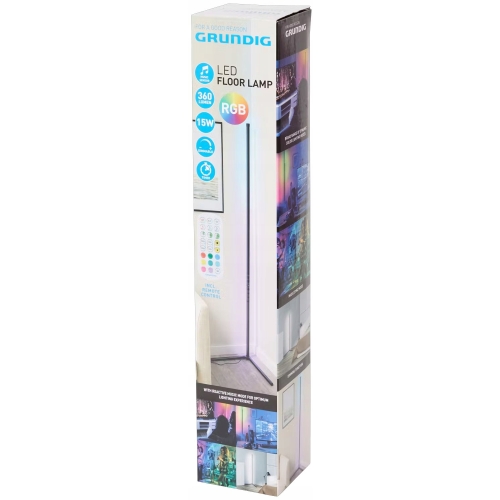 LAMPA LED GRUNDIG RGB MUSIC SENSOR PODŁOGOWA NAROŻNA 140cm + Pilot STOJĄCA