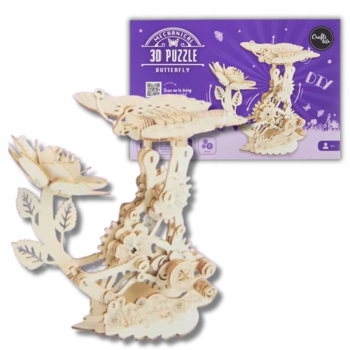 PUZZLE 3D DREWNIANE model motyl ruchome elementy 3D ruchomy kreatywna DIY