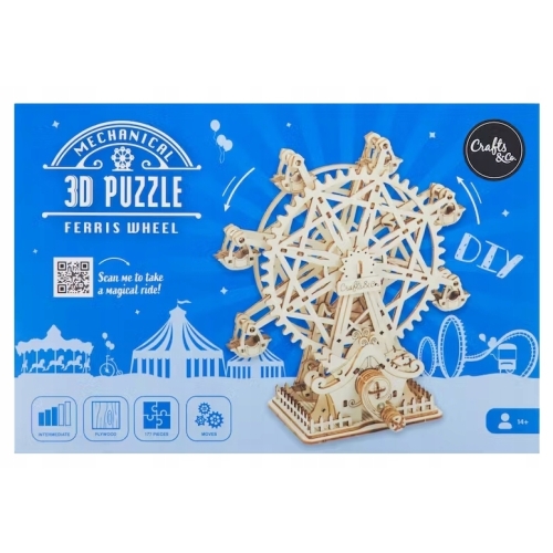 Drewniane puzzle Ferris Wheel MECHANICAL 3D Diabelski Młyn Zrób To Sam DIY