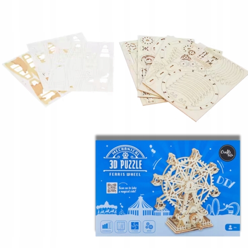 Drewniane puzzle Ferris Wheel MECHANICAL 3D Diabelski Młyn Zrób To Sam DIY