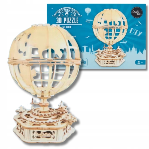 Drewniane puzzle 3D Globe Globus Mechanical Zrób to Sam DIY 165 pcs 14+
