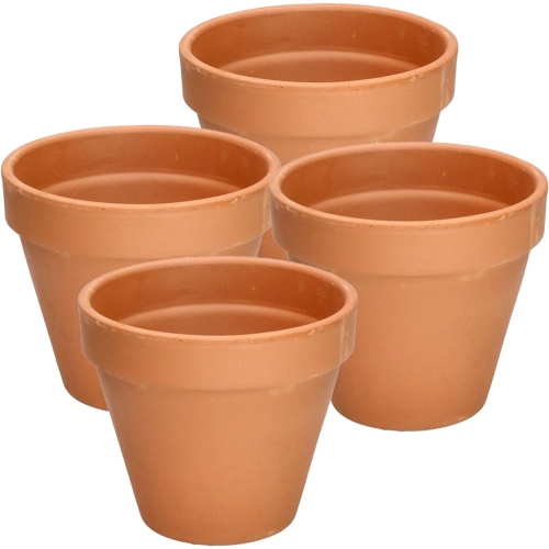 Zestaw doniczek z terakoty do siewu i uprawy roślin 4 szt x 12cm NATURALNE