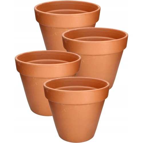 Zestaw doniczek z terakoty do siewu i uprawy roślin 4 szt x 12cm NATURALNE