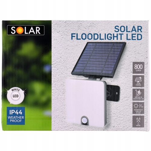 Lampa solarna elewacyjna LED z czujnikiem ruchu na baterie 800 lm IP44