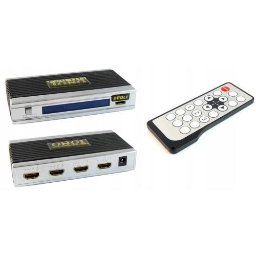 SWITCH HDMI GC-SW-3101 3 WEJŚCIA 1 WYJŚCIE Z PILOTEM 130 X 70 X 25 BEGLI