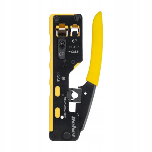 Zaciskarka wtyków przelotowych RJ45 / RJ12 do gniazd 6-8 wtykowych metalowa
