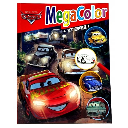 KOLOROWANKA DISNEY PIXAR CARS Z NAKLEJKAMI MEGA COLOR RUSTEZE ZYGZAK ZŁOMEK