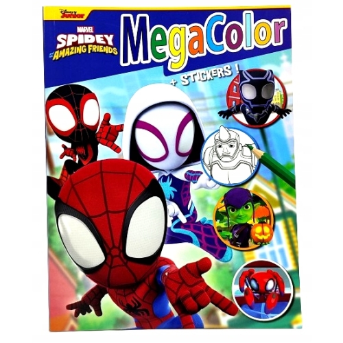 KOLOROWANKA MARVEL SPIDEY I PRZYJACIELE Z NAKLEJKAMI MEGA COLOR SPIDER-MAN