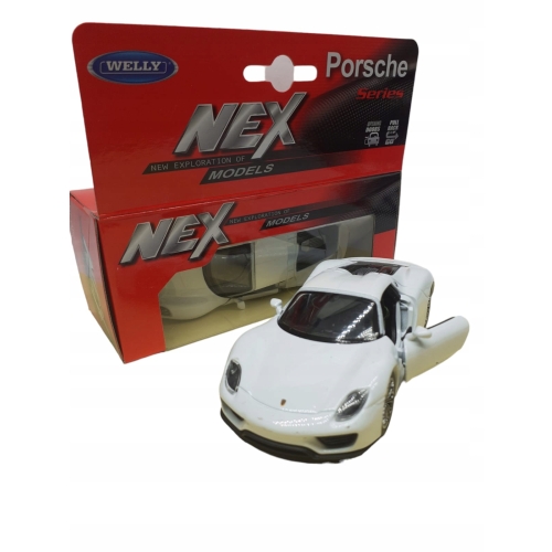 PORSCHE 918 SPYDER BIAŁY KOLEKCJONERSKI METALOWY MODEL SAMOCHODU SKALA 1,34