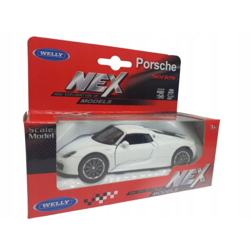 PORSCHE 918 SPYDER BIAŁY KOLEKCJONERSKI METALOWY MODEL SAMOCHODU SKALA 1,34