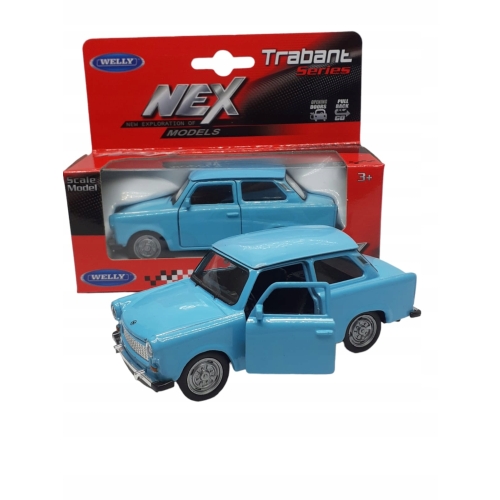 TRABANT 601 BŁĘKITNY KOLEKCJONERSKI MODEL SAMOCHODU WELLY SKALA 1.34 METAL