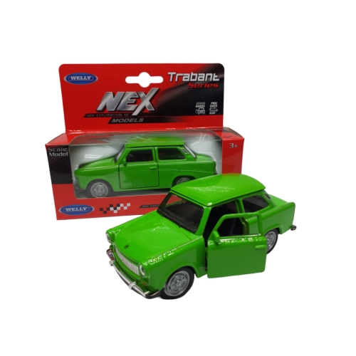 TRABANT 601 ZIELONY KOLEKCJONERSKI MODEL SAMOCHODU WELLY SKALA 1.34 METAL