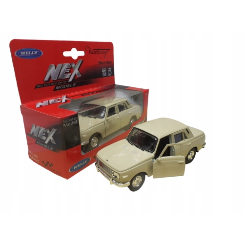 WARTBURG KOLEKCJONERSKI METALOWY MODEL SAMOCHODU SKALA 1.34 KREMOWY NAPĘD