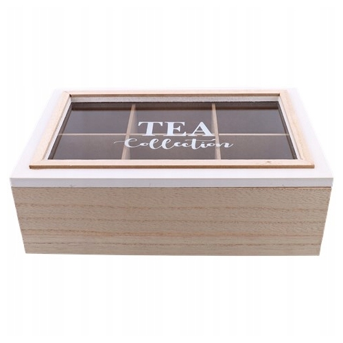 Drewniane Pudełko na Herbatę Herbaciarka Pojemnik Organizer TEA BOX CZARNE
