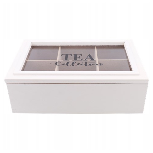 Drewniane Pudełko na Herbatę Herbaciarka Pojemnik Organizer TEA BOX CZARNE