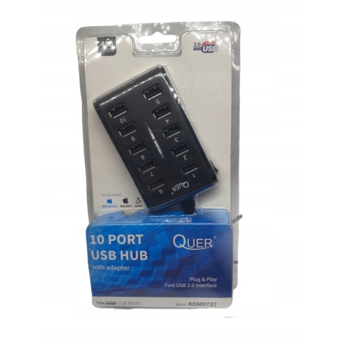 HUB USB 10 portowy Quer czarny