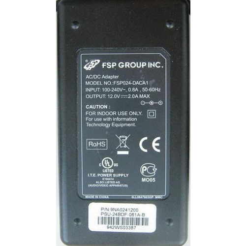 Zasilacz FSP024-DACA1 12V 2,0A 24W DEODER VECTRA CANAL+ POLSAT NC+ WIFIBOX