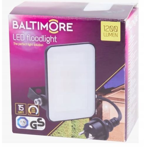 Lampa Halogen Naświetlacz Reflektor baltimore 1200 LUMENÓW 15W BIAŁE ZIMNE