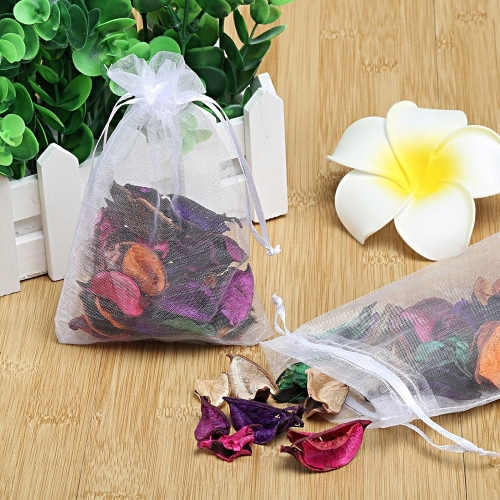Woreczki z organzy Hobby Flora Organza Brokat brokatowe Srebrne 5 sztuk set