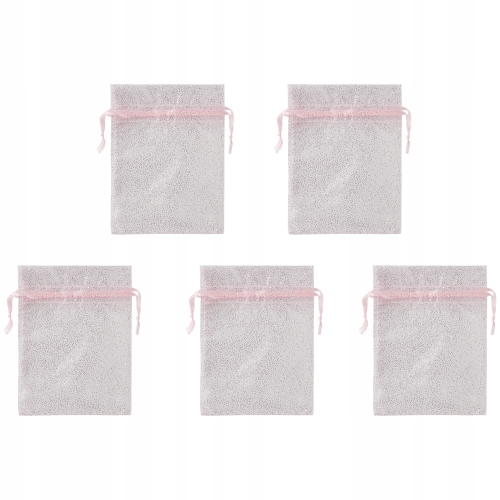 Woreczki z organzy Hobby Flora Organza Brokat brokatowe Srebrne 5 sztuk set
