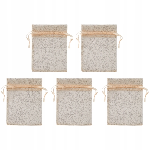 Woreczki z organzy Hobby Flora Organza Brokat brokatowe Srebrne 5 sztuk set