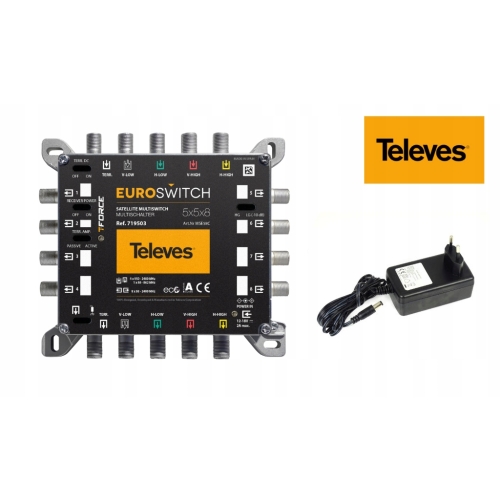 Oryginalny Multiswitch TELEVES MSE58C 5x5x8 Kaskadowy 719503 EUROSWITCH
