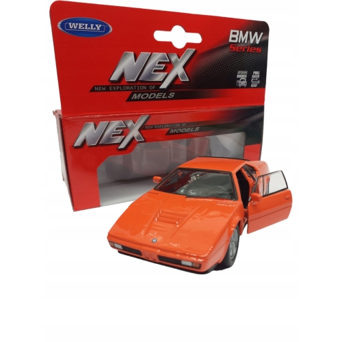 BMW M1 WELLY 1,34 METALOWY MODEL POJAZDU KOLEKCJONERSKI POMARAŃCZOWY NEX