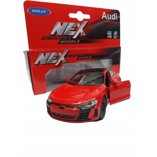 Audi e-tron GT METALOWY MODEL POJAZDU KOLEKCJONERSKI 1:34 Welly CZERWONY