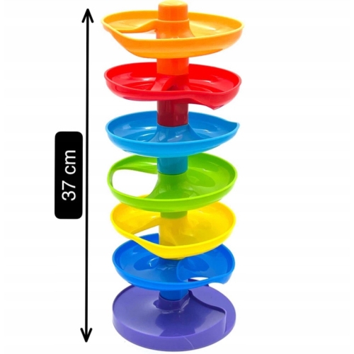 ZABAWKA DLA NIEMOWLAKA WIEŻA TĘCZOWA ZJEŻDŻALNIA DLA 3 KULEK MAGIA KOLORÓW