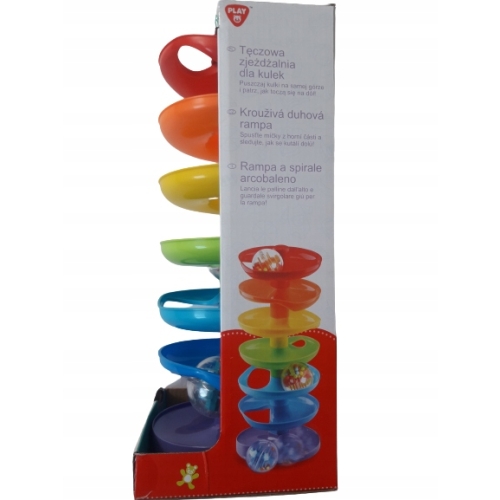 ZABAWKA DLA NIEMOWLAKA WIEŻA TĘCZOWA ZJEŻDŻALNIA DLA 3 KULEK MAGIA KOLORÓW
