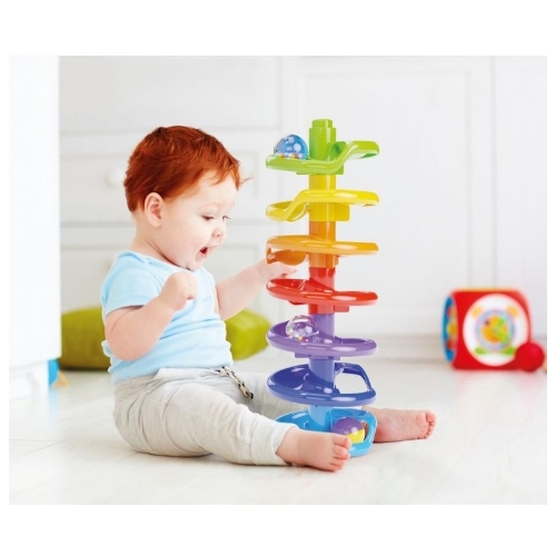 ZABAWKA DLA NIEMOWLAKA WIEŻA TĘCZOWA ZJEŻDŻALNIA DLA 3 KULEK MAGIA KOLORÓW