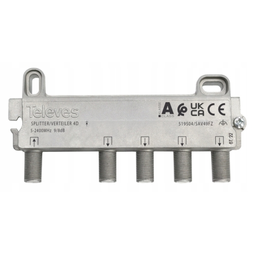 Splitter antenowy 4/1 aktywny 1 wejście 4 wyjścia firma Televes 519504