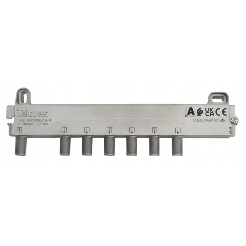 Splitter antenowy 6/1 aktywny 1 wejście 6 wyjść firma Televes 519506